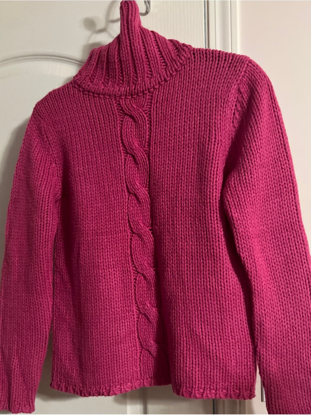 GAP Pink Cable-Front Turtleneck Sweater